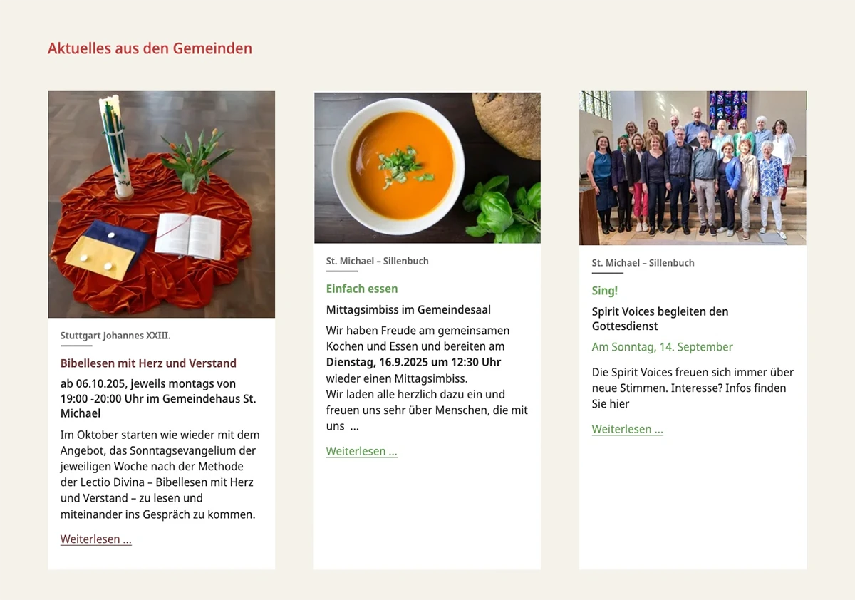 Abbildung aus dem Webauftritt: Aktuelles aus den Kirchengemeinden