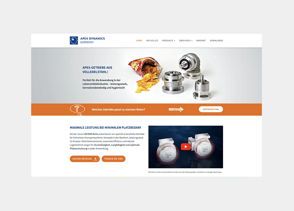 Internetauftritt APEX Dynamics Germany: Design + Programmierung